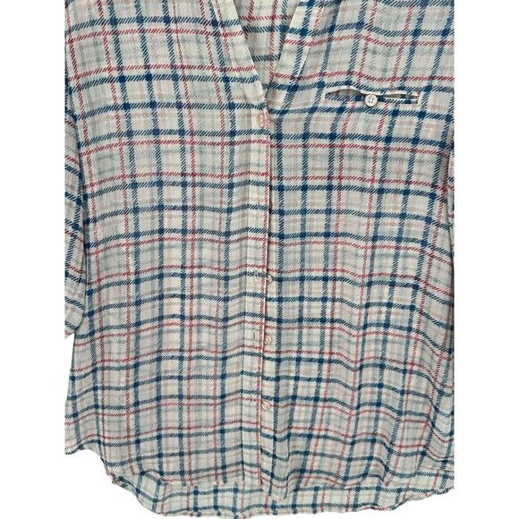 Kut from the Kloth Tops Shirts Womens Medium Plaid Button Up Semi Sheer - Picture 5 of 10